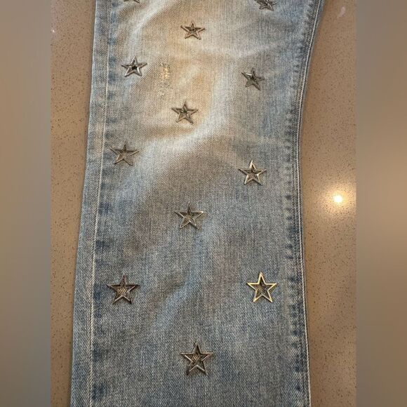 Hudson Riley Crop Jeans Size 27 Embroidered Stars Women's Lightwashed Jeans - Picture 4 of 15
